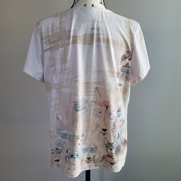 Chico's novelty dog print bedazzle short sleeved tee XL casual everyday - Picture 3 of 11